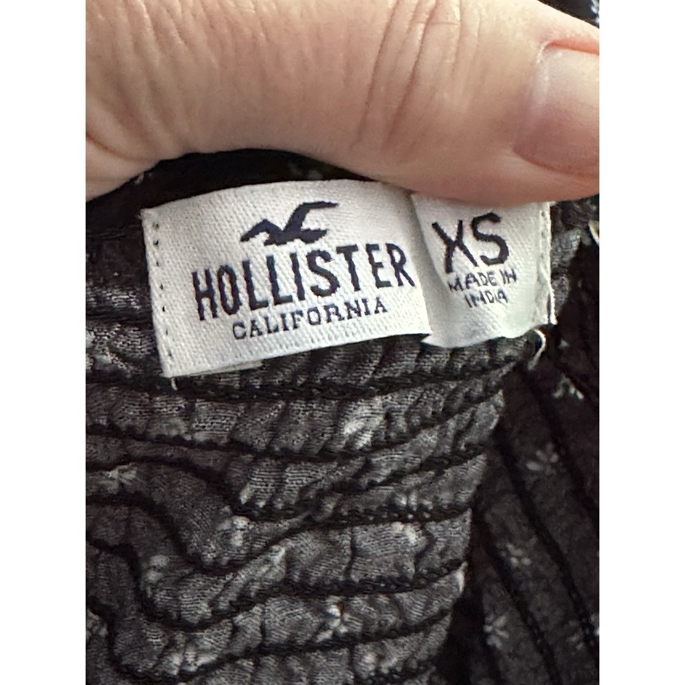 Hollister Ditsy Floral Maxi Sundress Women XS Black Ruffle Whimsigoth Fairy Goth - Picture 9 of 11